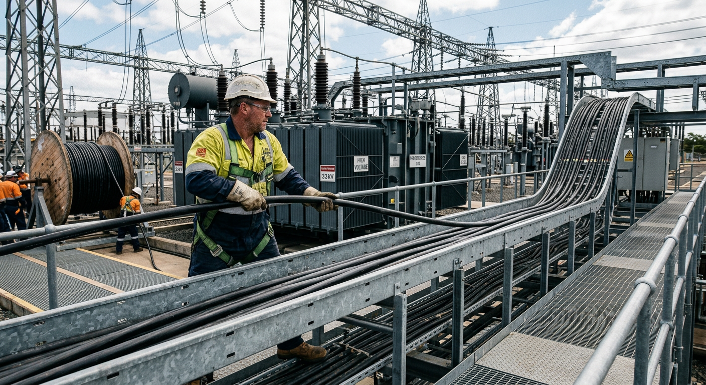 Industrial electrical works at a facility